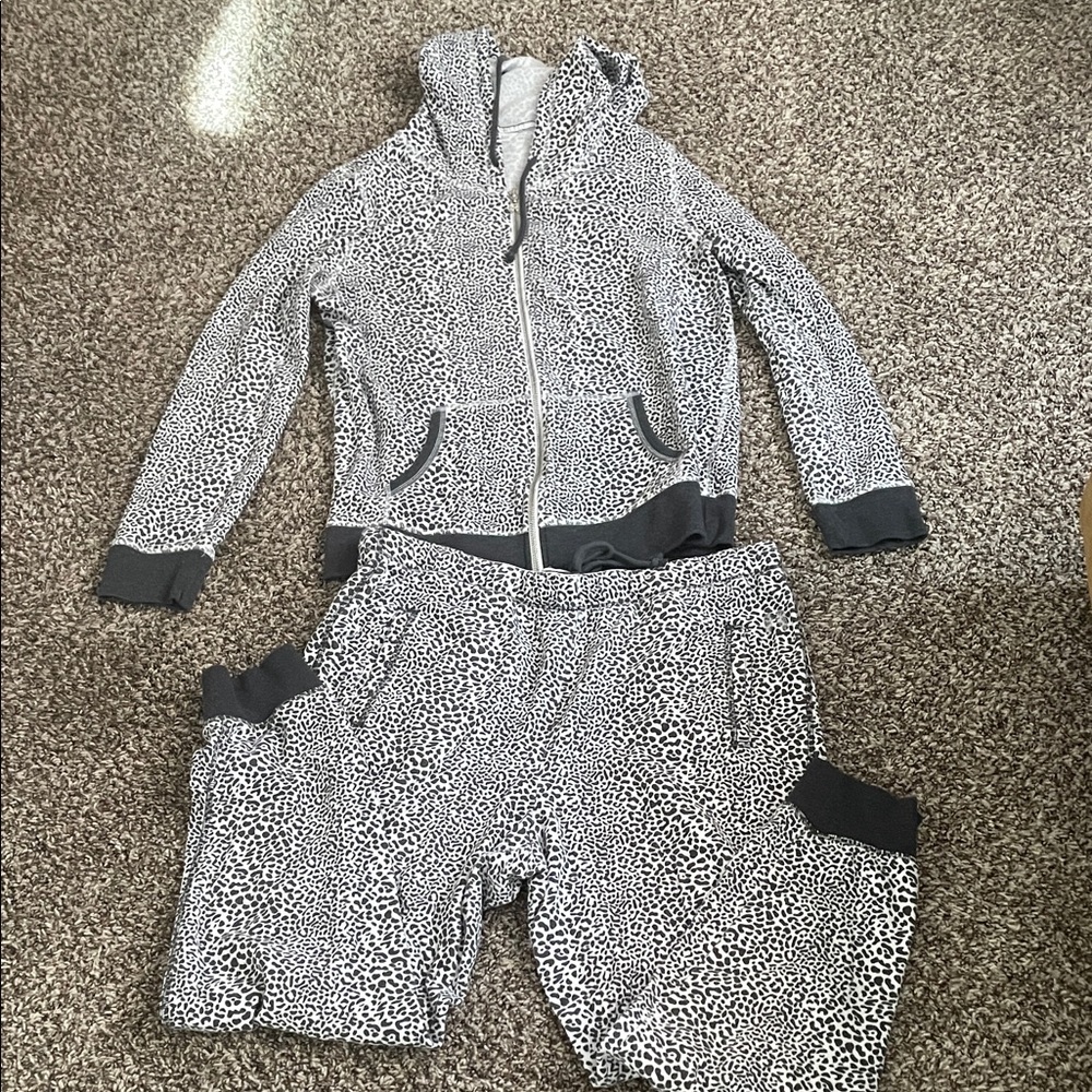 Victoria's Secret Black and White Leopard Print Jogger Set